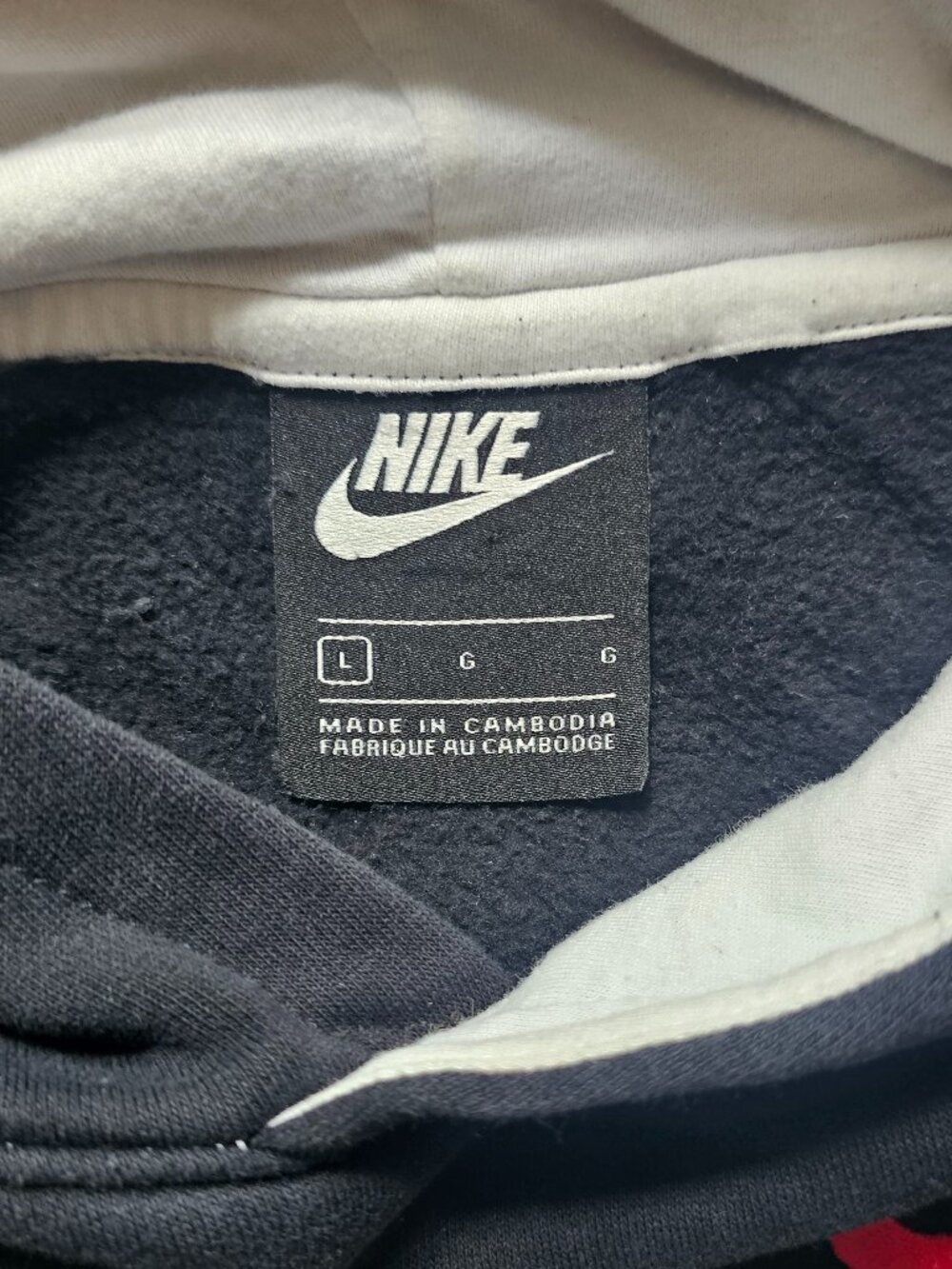Nike Air Boys Hoodie Sweatshirt Black White Colorblock Nike Swoosh Size Large - Picture 4 of 7